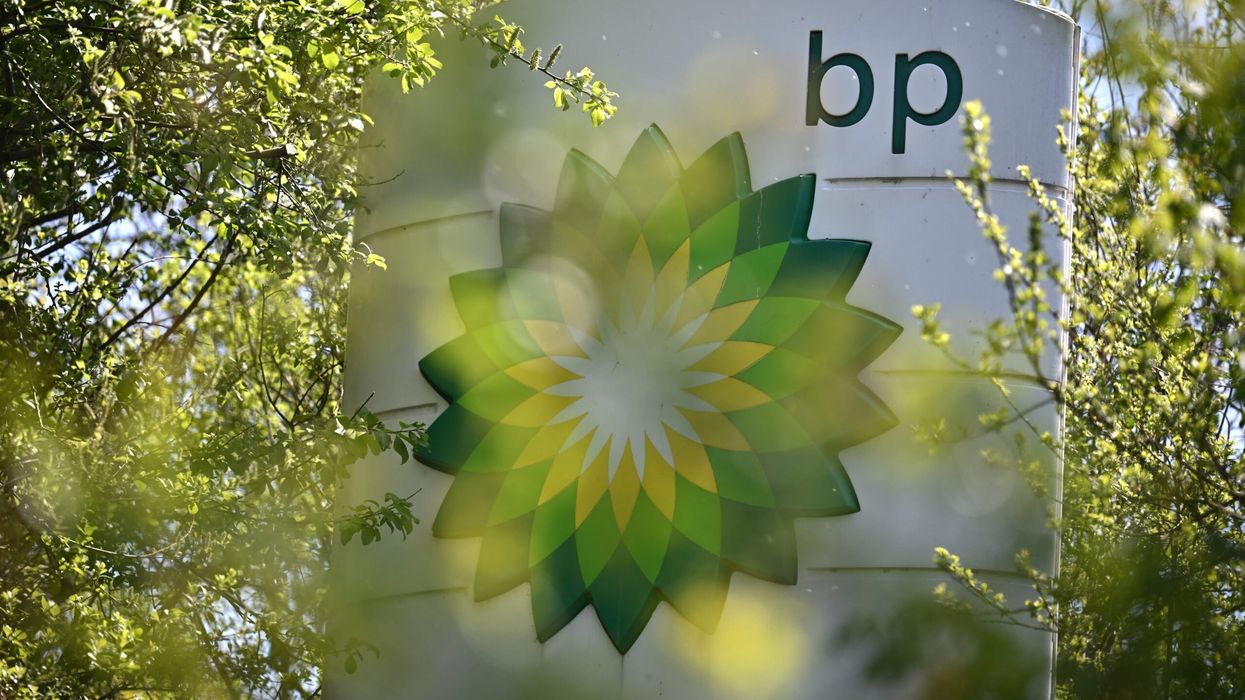 A photograph taken on April 30, 2022 shows the logo of the multi-national oil and gas company BP at a petrol station in Tonbridge, south east of London. (Photo: Getty Images)