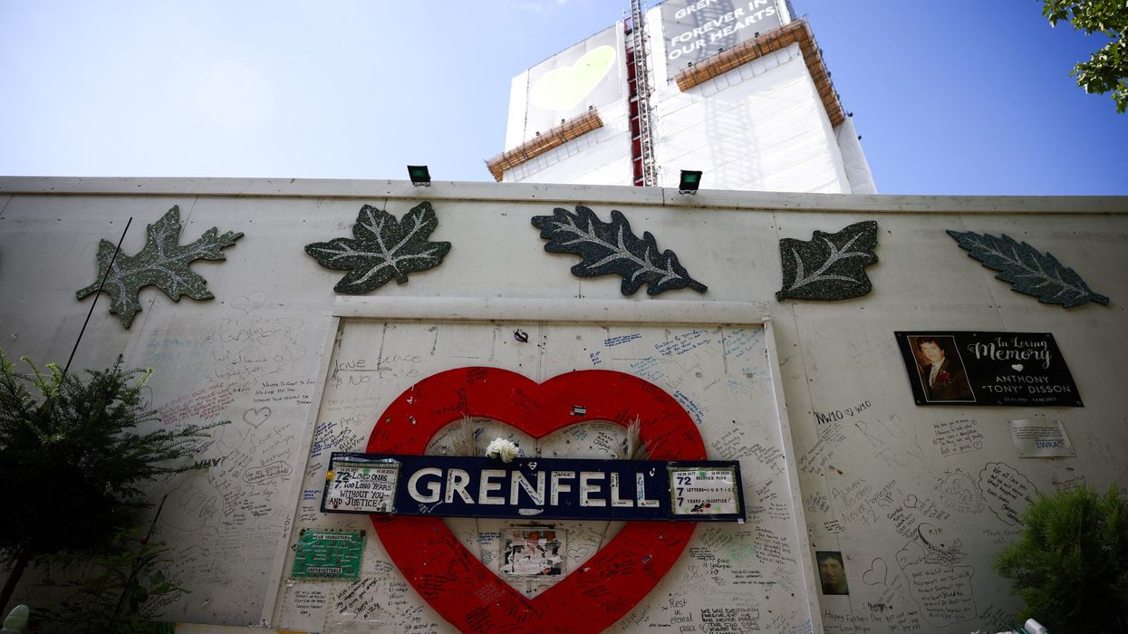 A photograph taken on September 3, 2024 shows the the makeshift memorial created on the wall surrounding Grenfell tower, in west London.  (Photo: Getty Images)