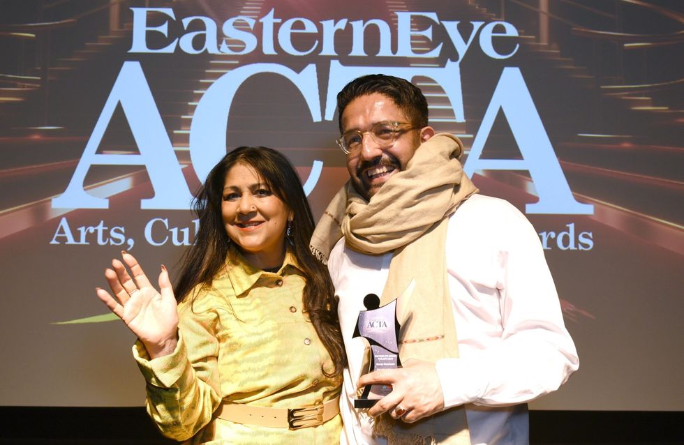ARTS Chila Burman and winner Osman Yousafzada Eastern Eye Arts Culture and Theatre Awards 008