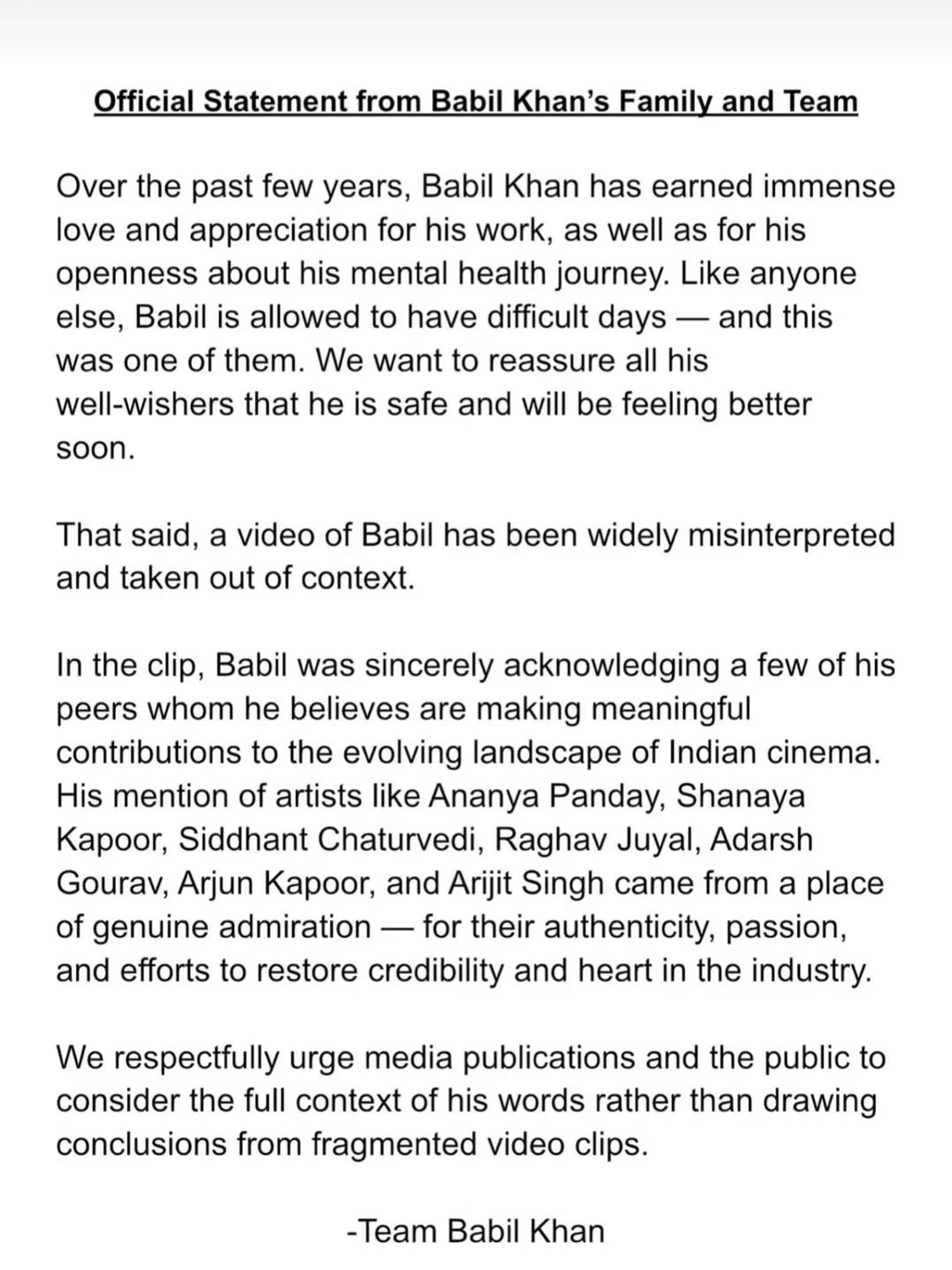 Babil Khan Breaks Silence on Viral Breakdown and Bollywood Misquote