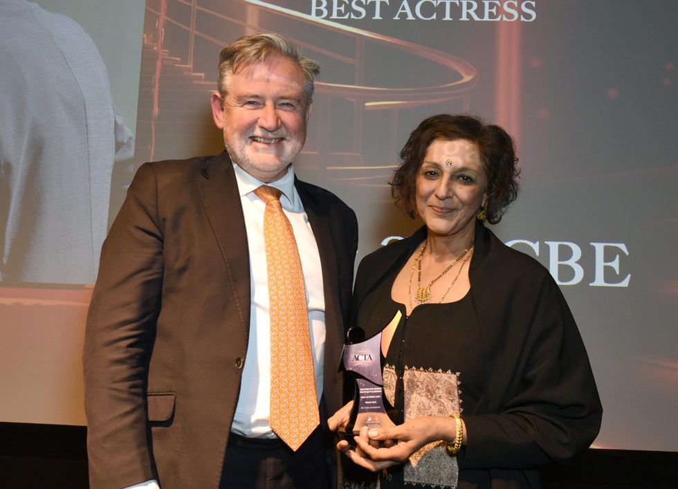 BEST ACTRESS winner Meera Syal with Barry Gardiner MP Eastern Eye Arts Culture and Theatre Awards 029