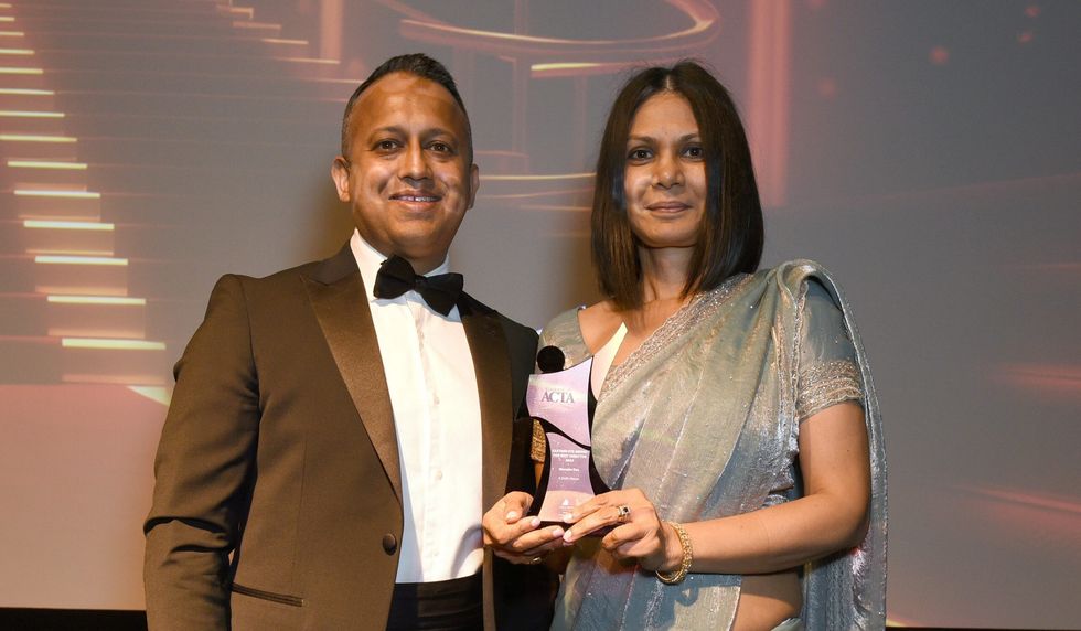 BEST DIRECTOR Nikesh Mehta with winner Meneka Das Eastern Eye Arts Culture and Theatre Awards 018