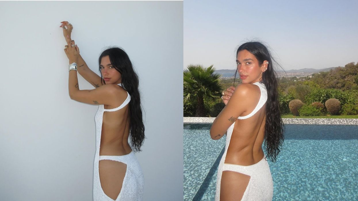 Dua Lipa stuns in daring cutout Jacquemus gown as she kicks off early 30th birthday celebrations with fiancé Callum Turner in Ibiza