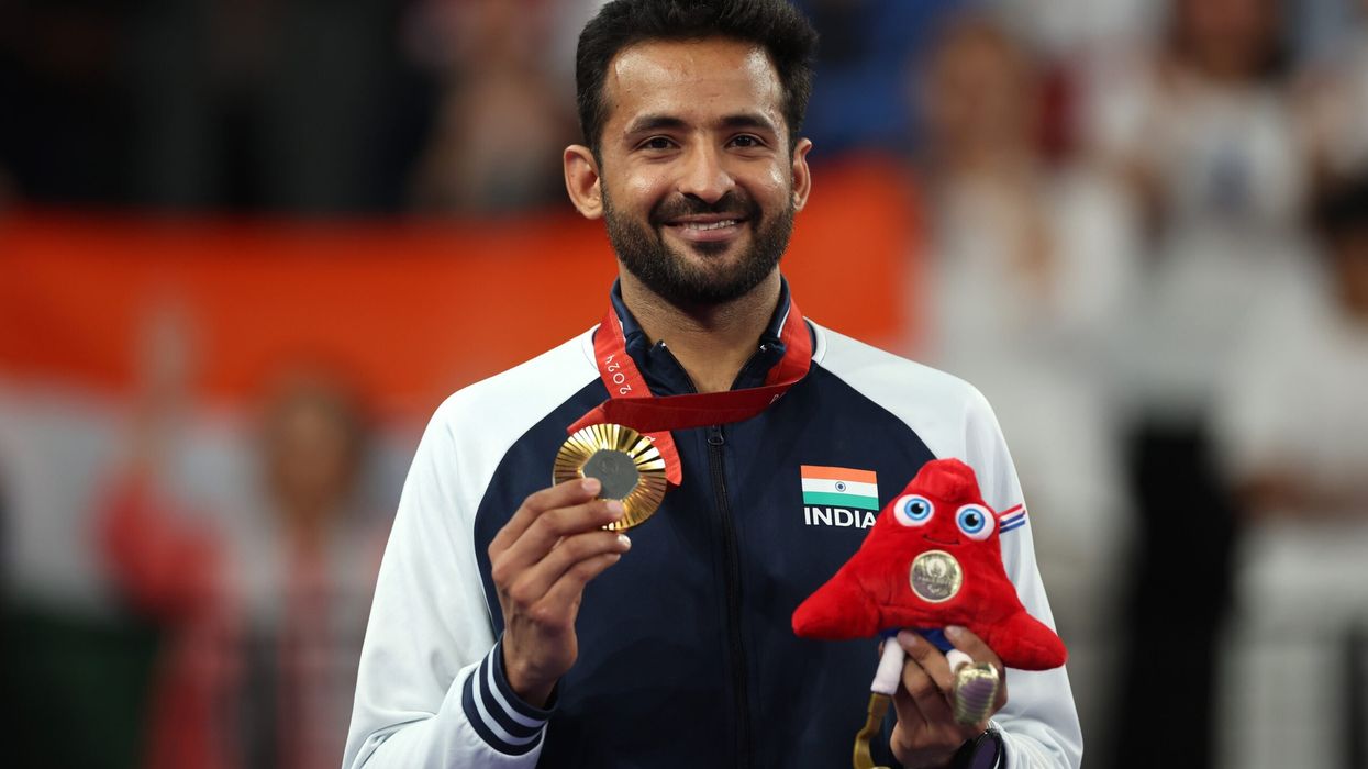 Gold medallist, Kumar Nitesh of Team India, poses for a photo during the Men's Singles SL3 final medal ceremony on day five of the Paris 2024 Summer Paralympic Games on September 2. (Photo: Getty Images)