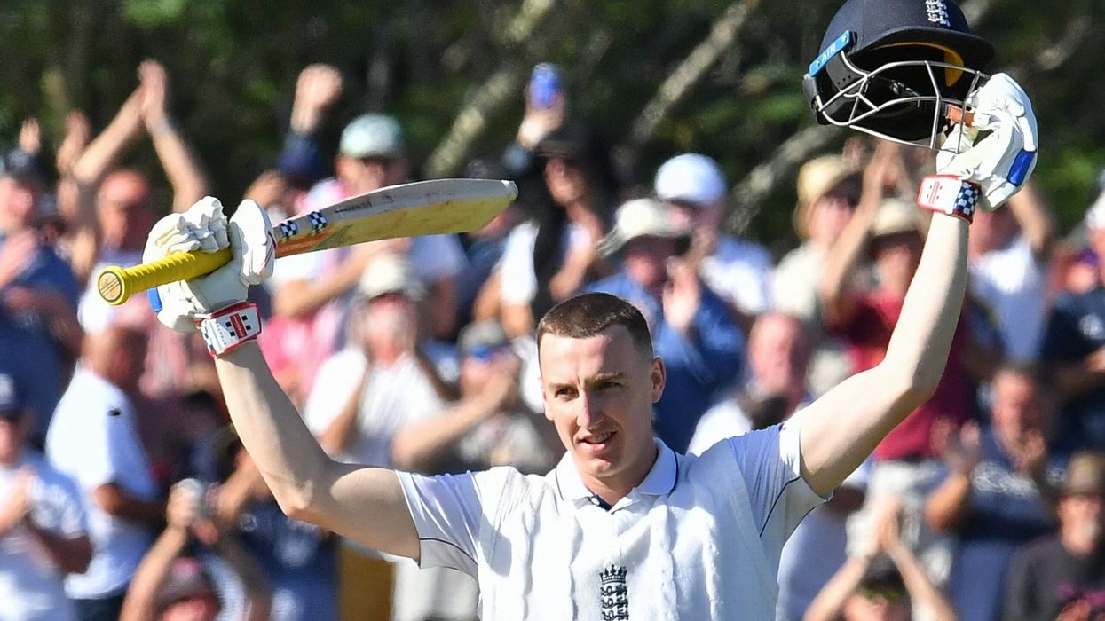 Harry Brook celebrates his century during the second day of the first Test between New Zealand and England at Hagley Oval in Christchurch on November 29, 2024. (Photo: Getty Images)