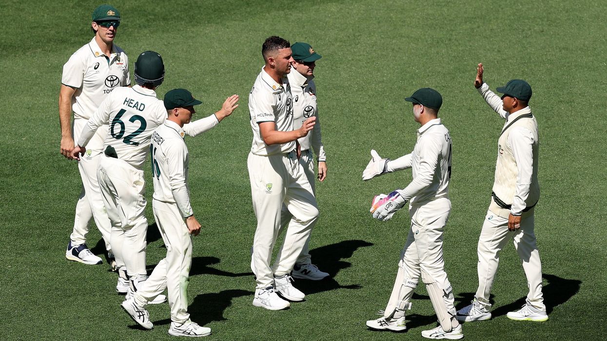 Hazlewood wrapped up the innings, removing Harshit Rana and Bumrah in quick succession. (Photo; Getty Images)