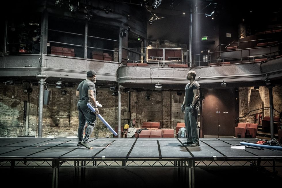 Hymn rehearsal photos. Danny Sapani and Adrian Lester. Credit Marc Brenner 5
