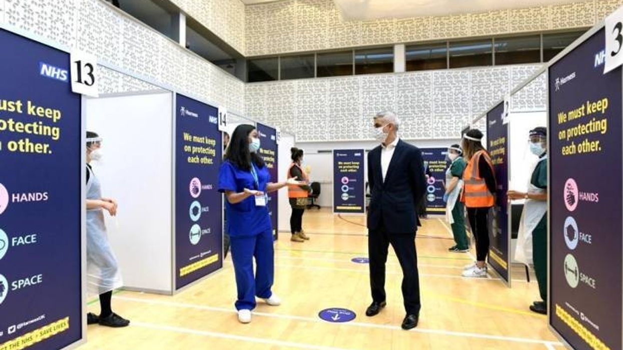 Sadiq Khan visits new Covid vaccination hub at Kingsbury Temple