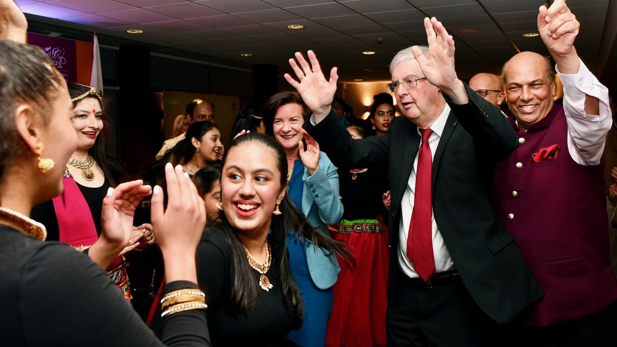 Welsh first minister joins traditional Indian dancing at official Diwali celebrations in Cardiff