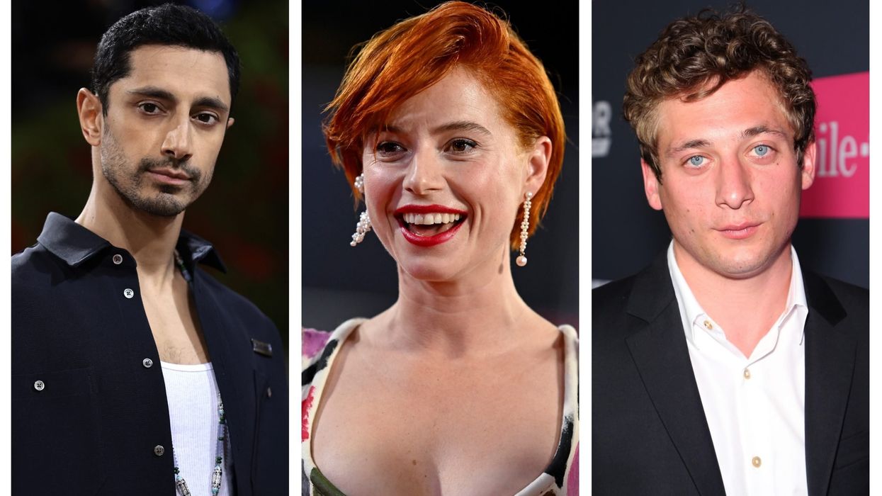 Riz Ahmed and Jessie Buckley joined by Jeremy Allen White on the set of sci-fi love story Fingernails in Toronto