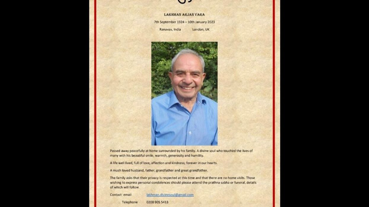 Lakhman Arjan Vara, Conservative MP Shailesh Vara's father, dies at 98: 'A life well lived, full of love'