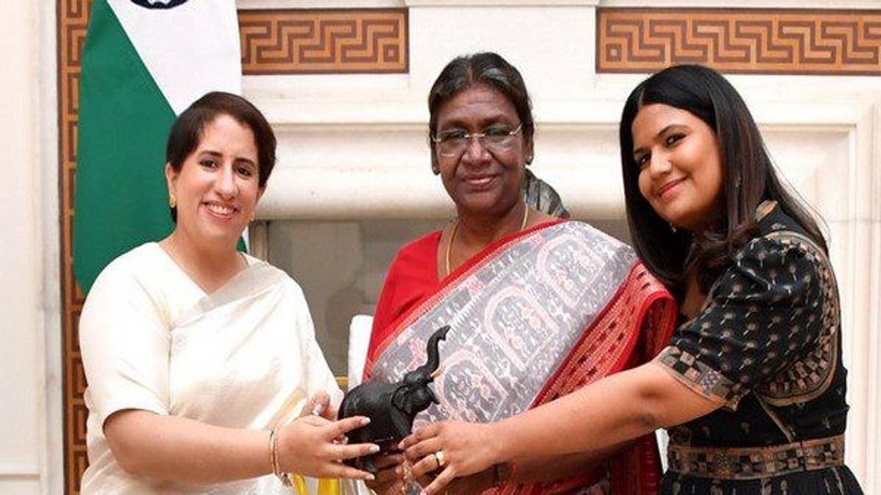 Indian President Droupadi Murmu meets makers of The Elephant Whisperers