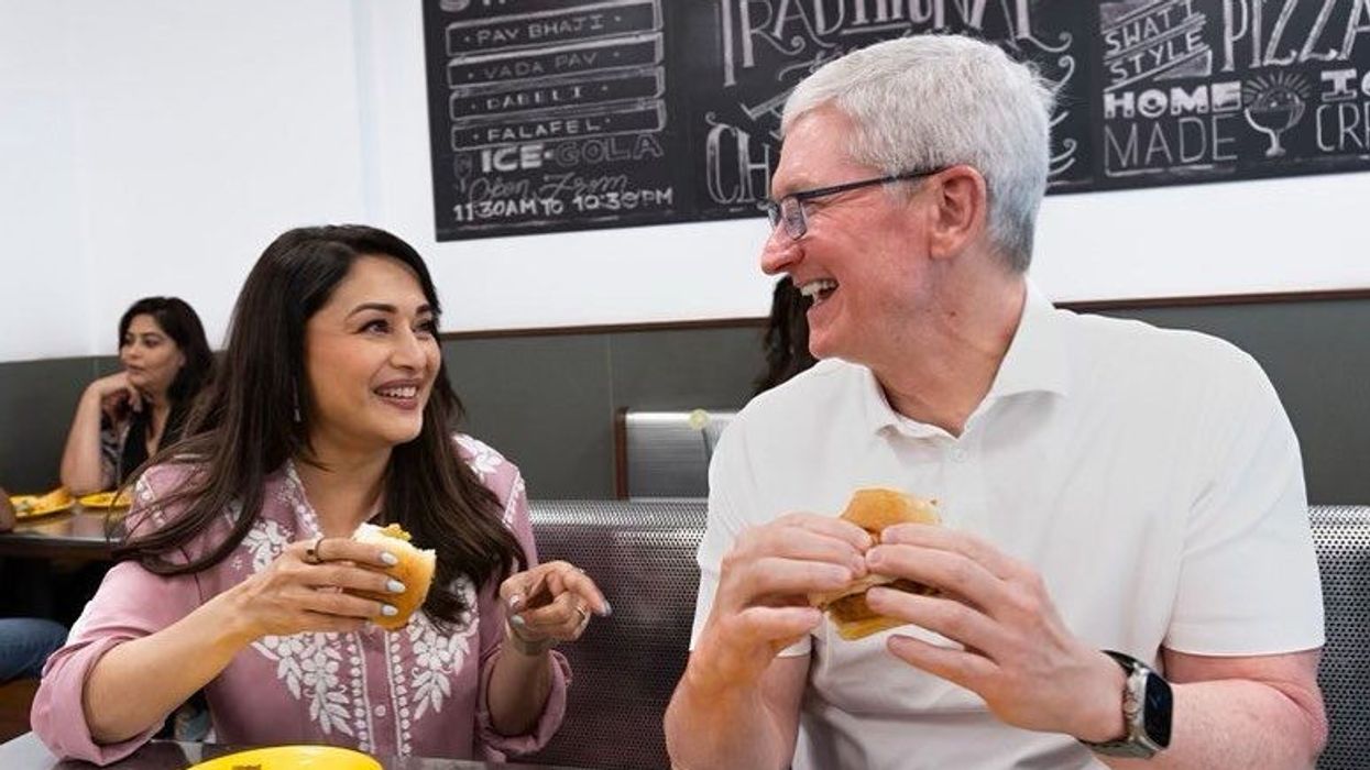 Madhuri Dixit treats Apple CEO Tim Cook to Vada pav amid store launch in Mumbai