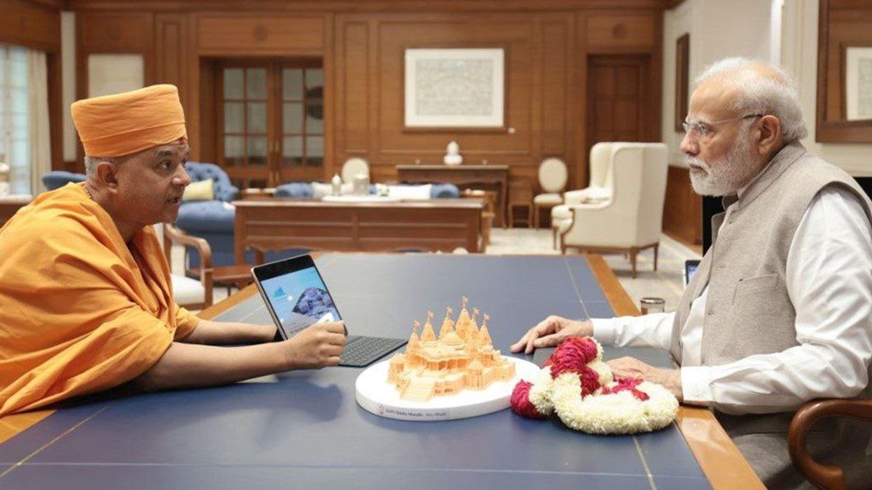 Swami Brahmaviharidas updates Modi on BAPS’ activities