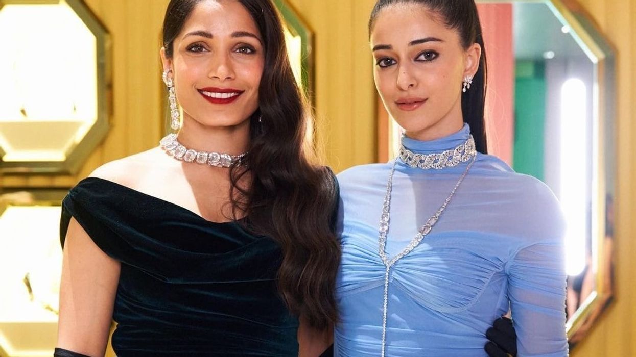 Ananya Panday poses with Freida Pinto