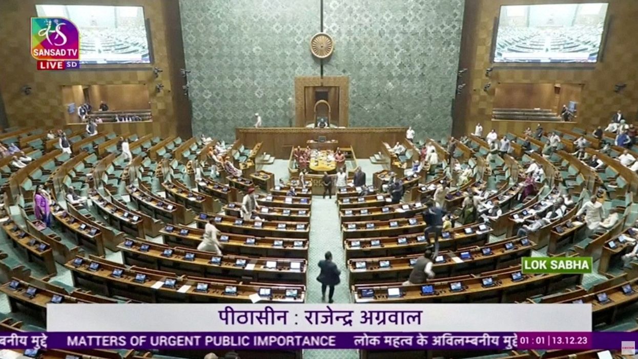 Security breach in Indian parliament, man jumps into MPs' area