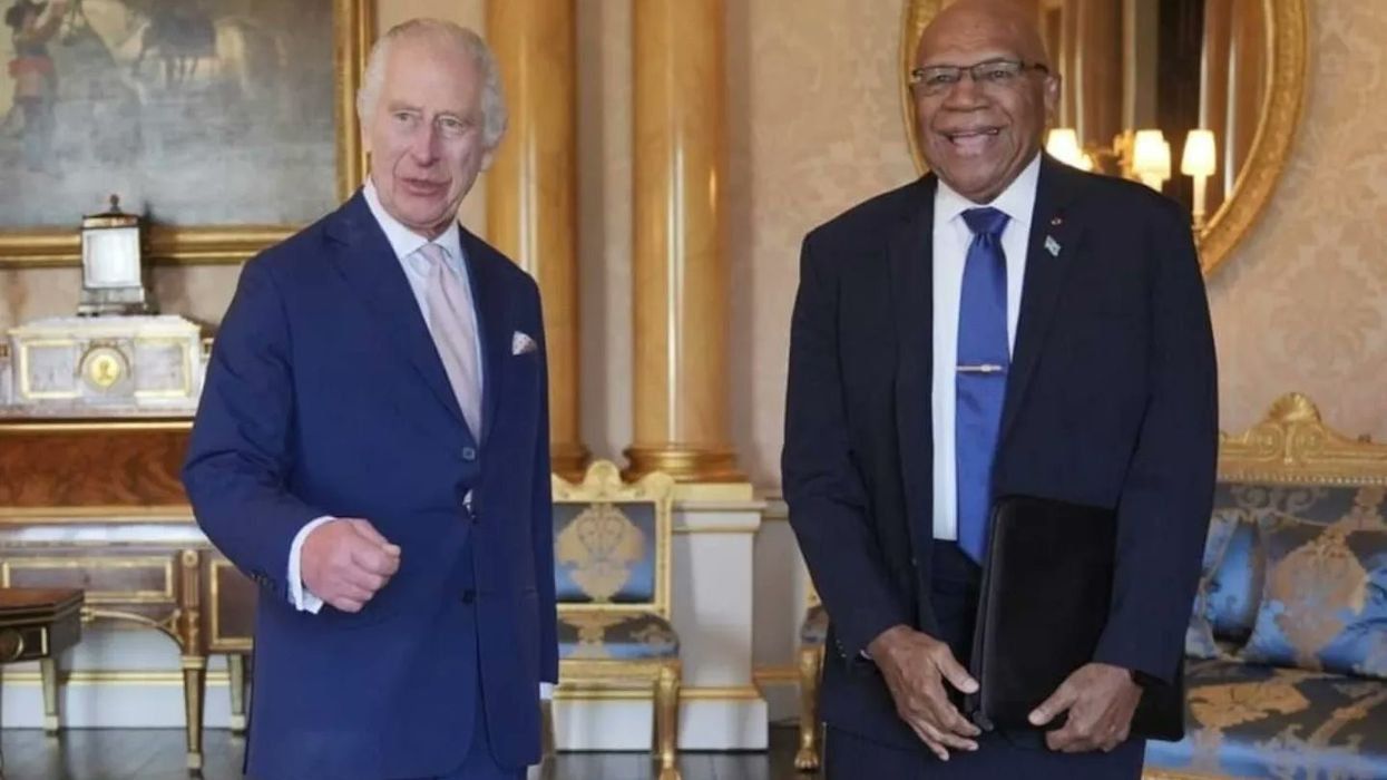 Fiji prime minister Sitiveni Rabuka meets King Charles in London