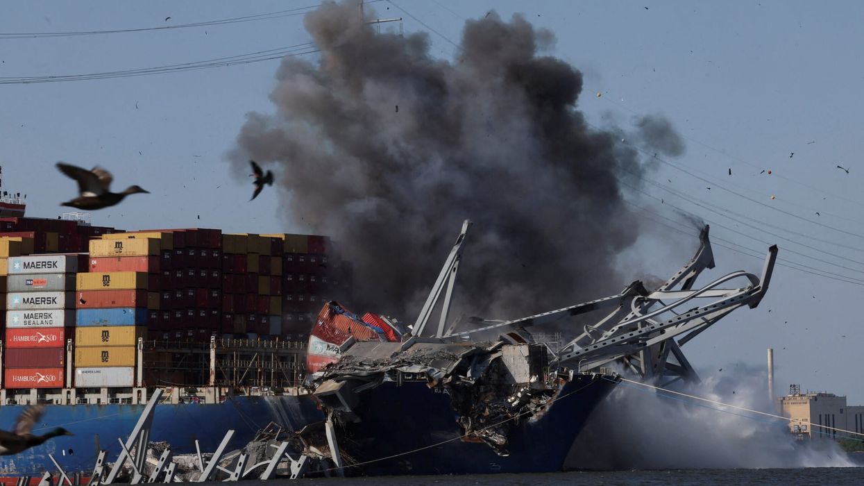 Collapsed Baltimore bridge blasted to clear wreckage