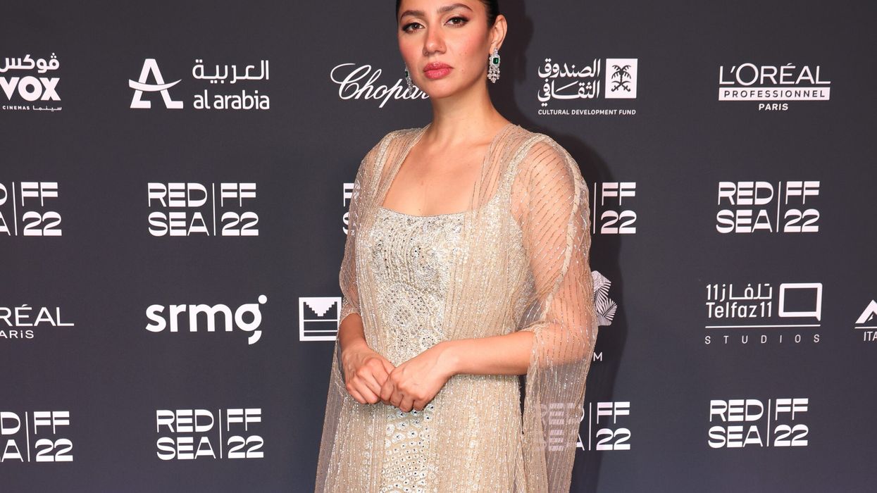 Mahira Khan reacts after object thrown at her during an event