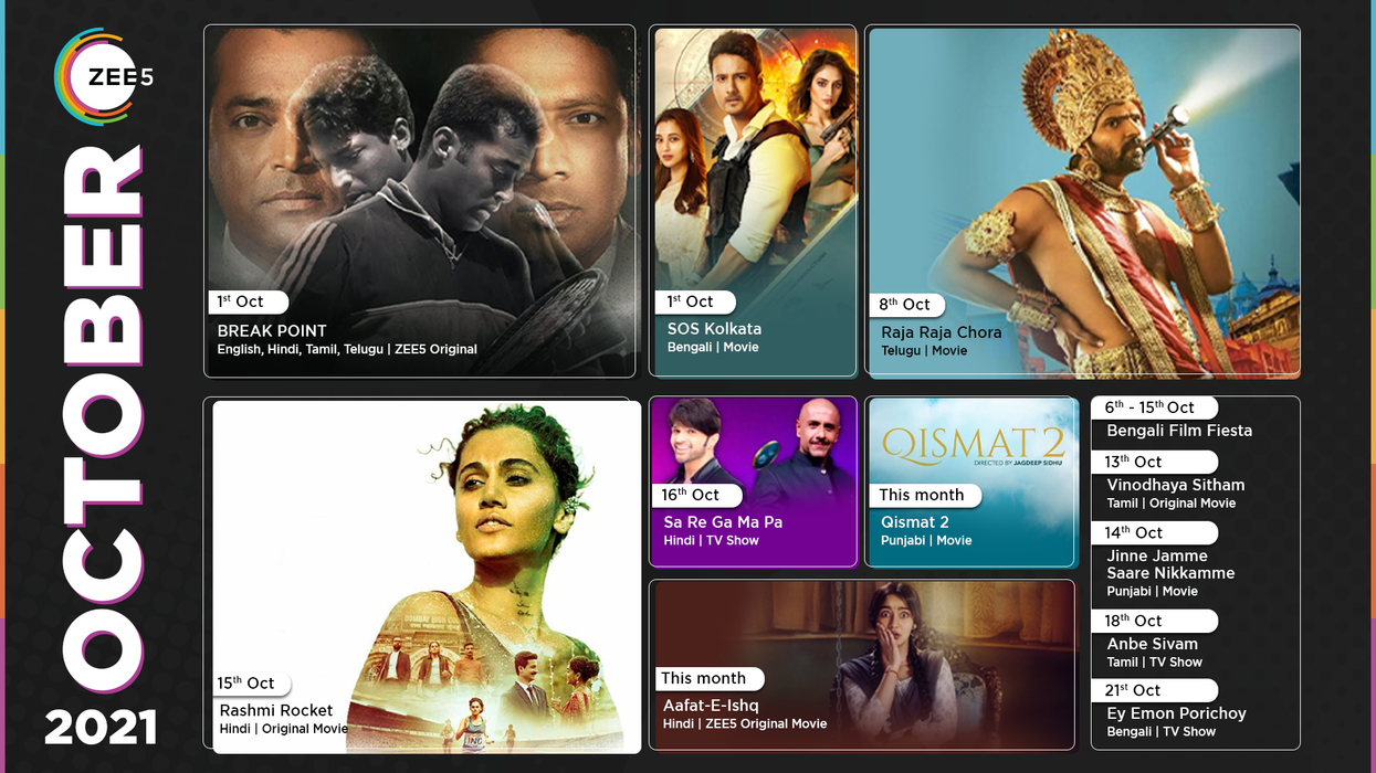 ZEE5 Global to stream Break Point and Rashmi Rocket among other films and festive specials this October