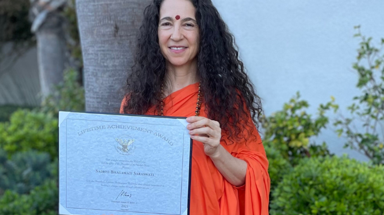 Sadhvi Bhagawati Saraswati gets lifetime achievement award from US president Biden