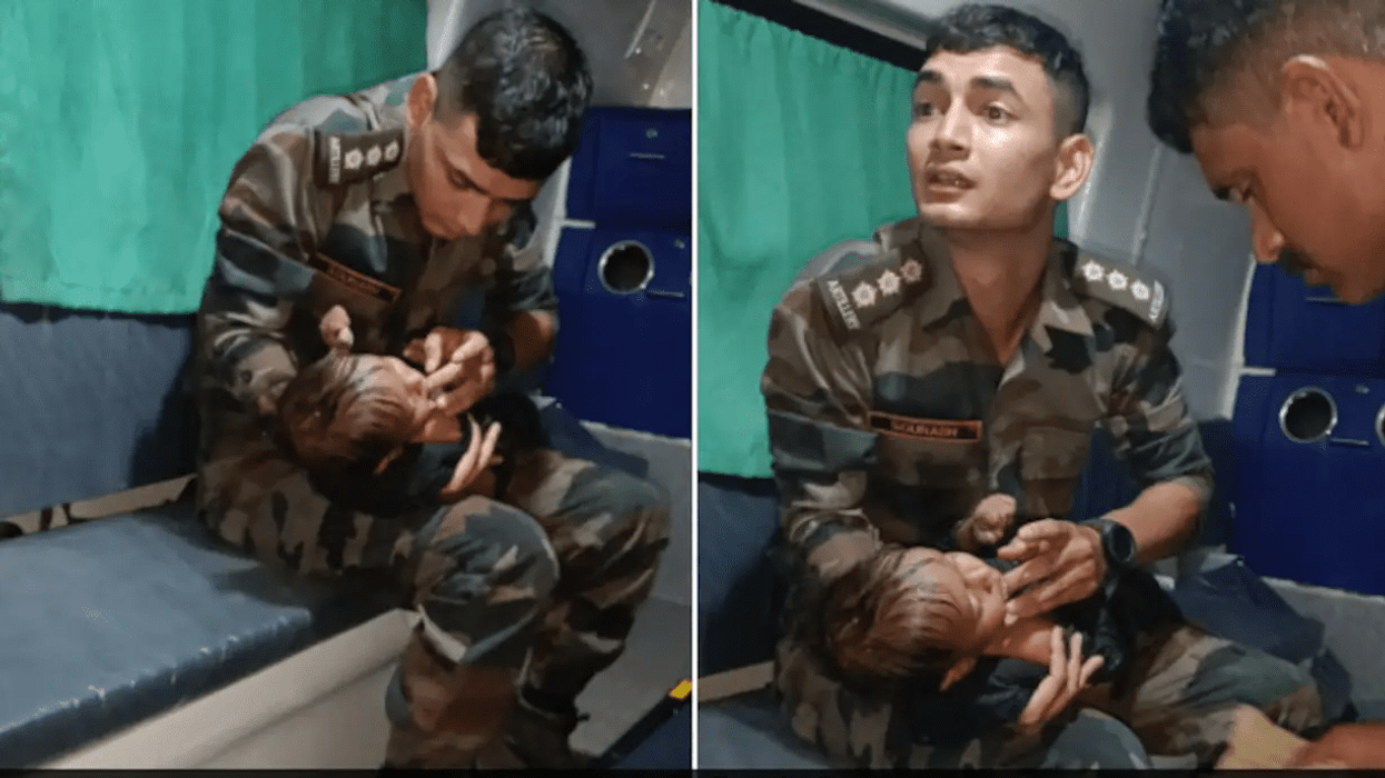 Netizens salute army man for taking care of an 18-month-old boy after rescuing him from borewell in Gujarat