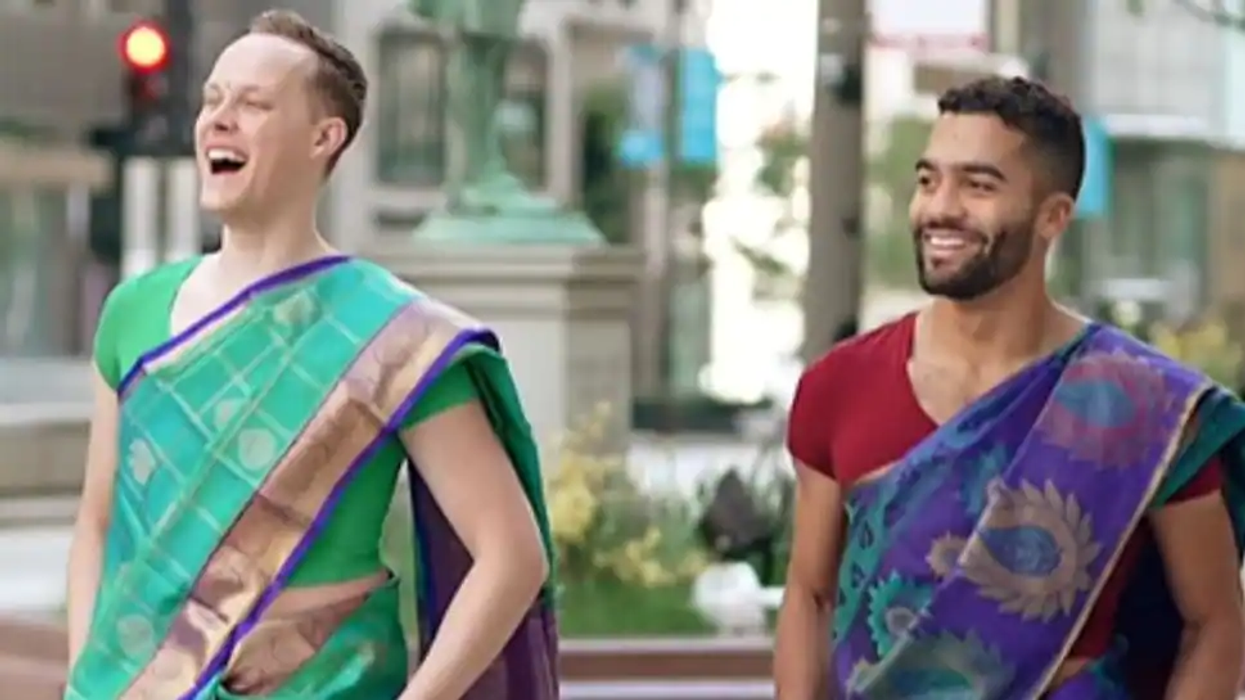 Viral video: US men dress up in sarees and put on bindis to attend Indian best friend’s wedding