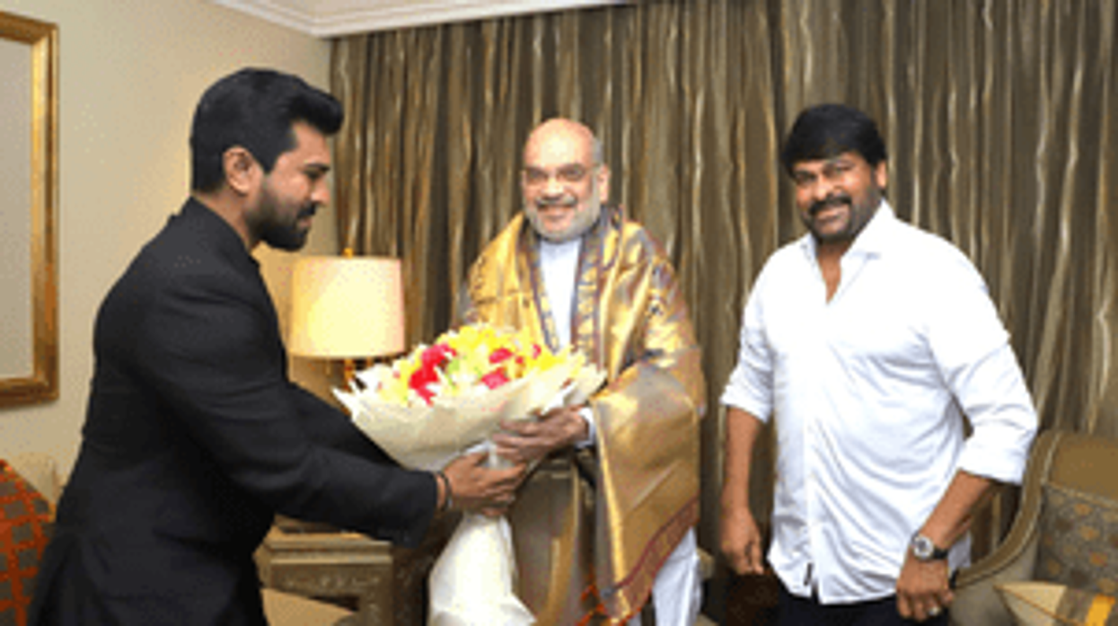 Chiranjeevi and RRR star Ram Charan meet Amit Shah after Naatu Naatu wins Oscar