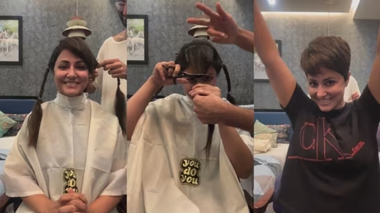 Hina Khan cuts her hair off after chemotherapy