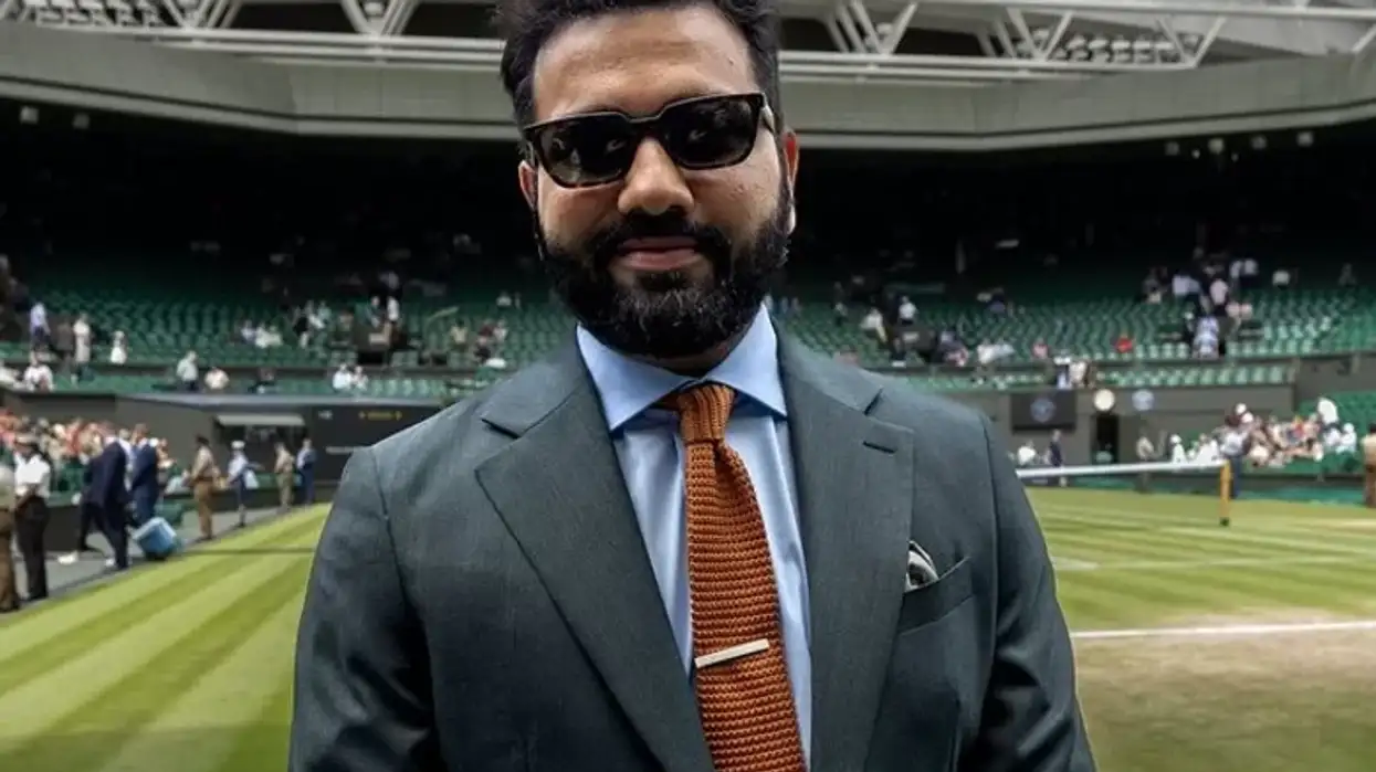 Rohit Sharma among Royal Box attendees during Alcaraz vs Medvedev game