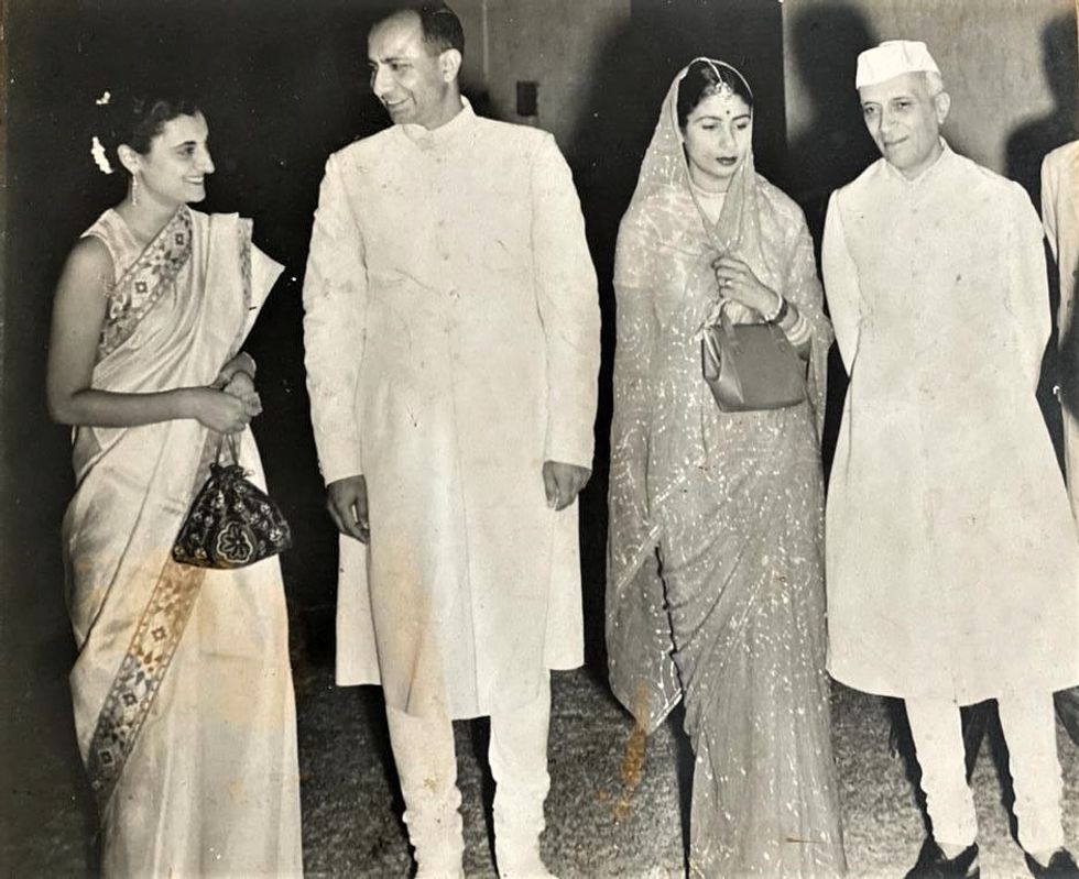 INSET Dinesh Dhamija Indira Gandhi and Nehru at my parents wedding 1950. 31 October 2021
