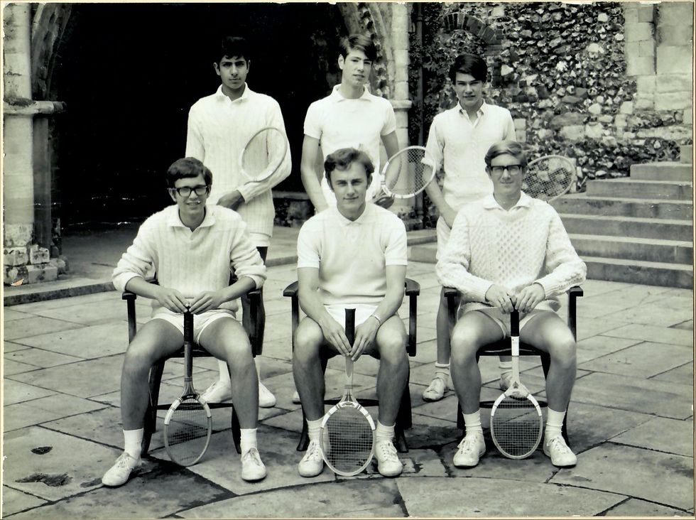 INSET Dinesh Dhamija top left Tennis 1st Six at Kings School Canterbury 1968. 31 October 2021