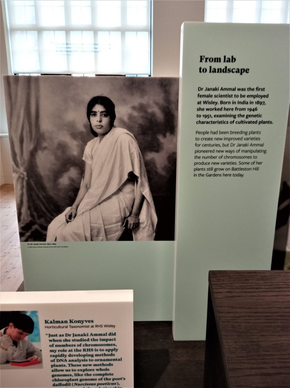 INSET Janaki Ammal display at the Old Laboratory at RHS Wiseley 6 April 2023