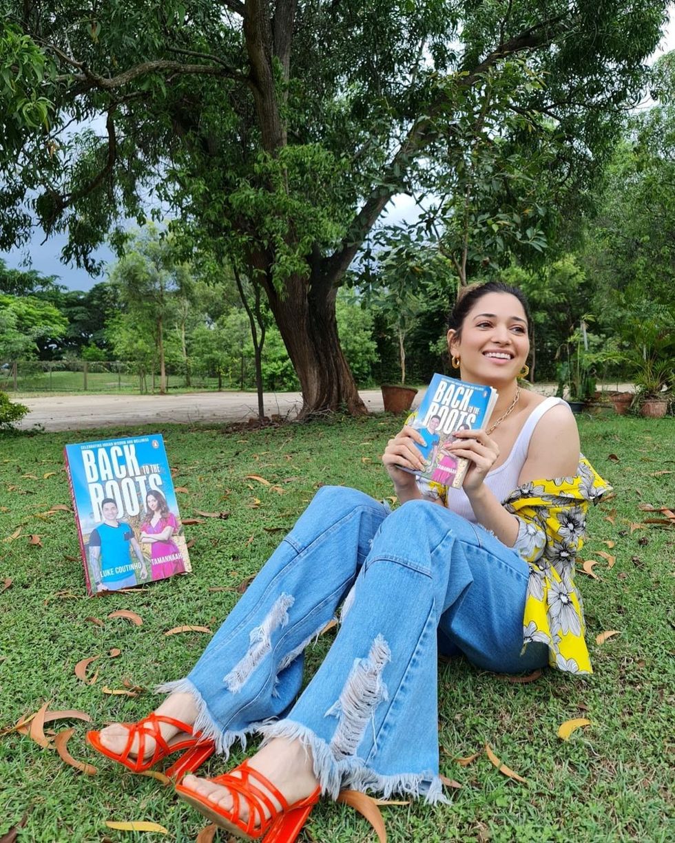 inset Tamannaah Bhatia with her book