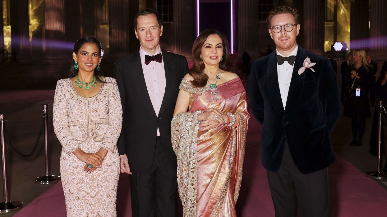 Isha Ambani, George Osborne, Nita Ambani and Nicholas Cullinan