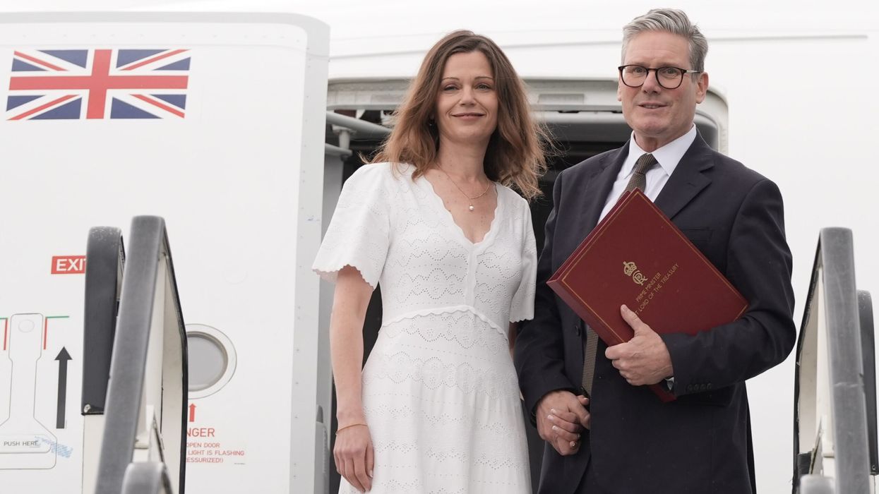 Keir Starmer and his wife Victoria board a plane at Stansted Airport in Essex as they head to Washington DC to attend a Nato summit on July 9, 2024. (Photo: Getty Images)