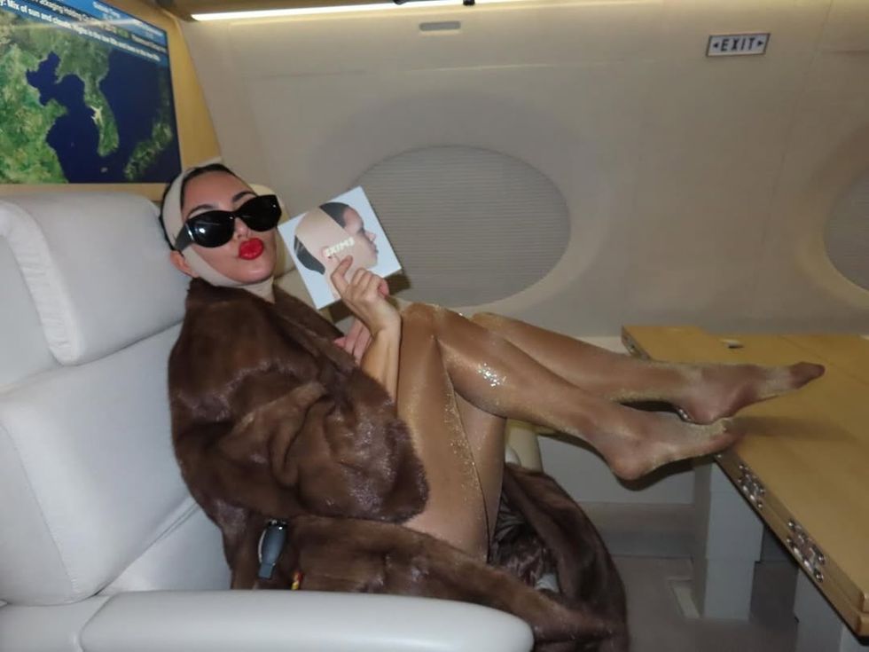 Kim Kardashian on private jet to Korea