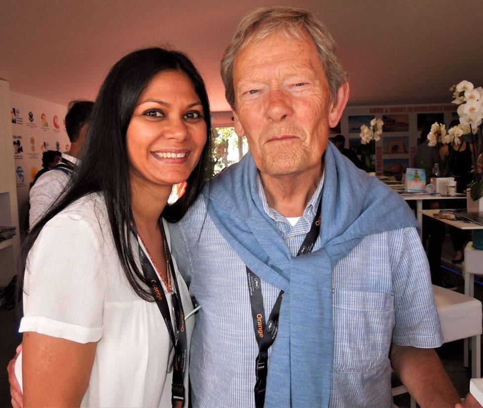 LEAD Amit 1 INSET 2 Film producer Meneka Das left with Derek Malcolm in the India Pavilion