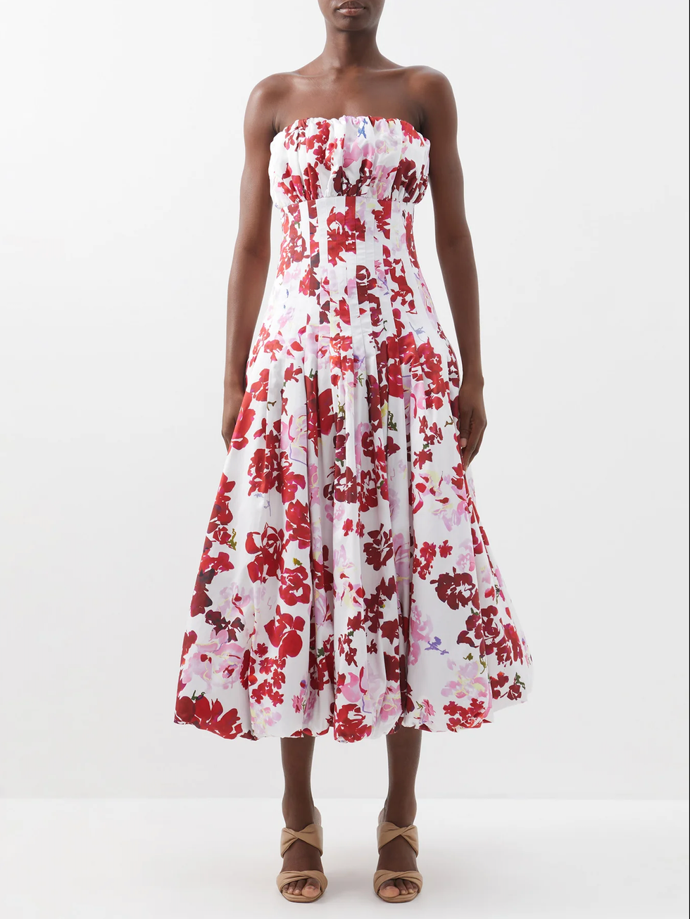 Lead Bubble Hems AJE Mathilde bubble hem rose print cotton dress 404