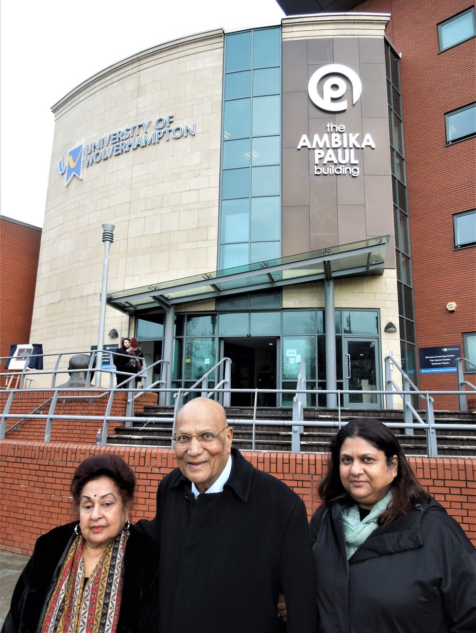 LEAD INSET 3 Aruna Paul Naming the Ambika Paul Building at Wolverhampton University left to right Aruna Swraj and Anjli Paul in December 2015