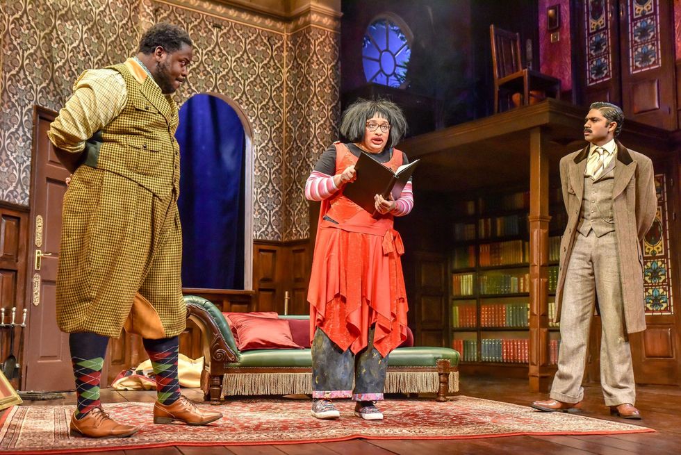 Lead inset 6. Tendai Humphrey Sitima Ashh Blackwood and Mikhail Sen in The Play That Goes Wrong at The Duchess Theatre. Credit Robert Day.