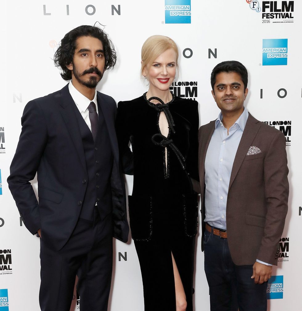 Lead inset Divian Ladwan With Dev Patel and Nicole Kidman at Lion gala screening