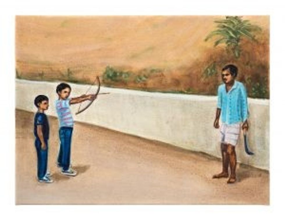 Lead inset Hayward Gallery Weapons 2021 oil on canvas cm photo Peter Mallet