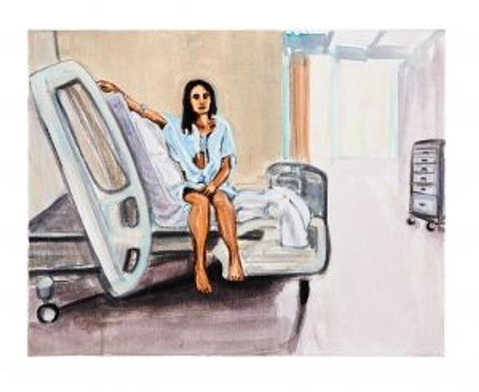 Lead inset Leamington Spa Art Gallery Museum Hospital Bed Barts 2021 acrylic on canvas cm photo Peter Mallet