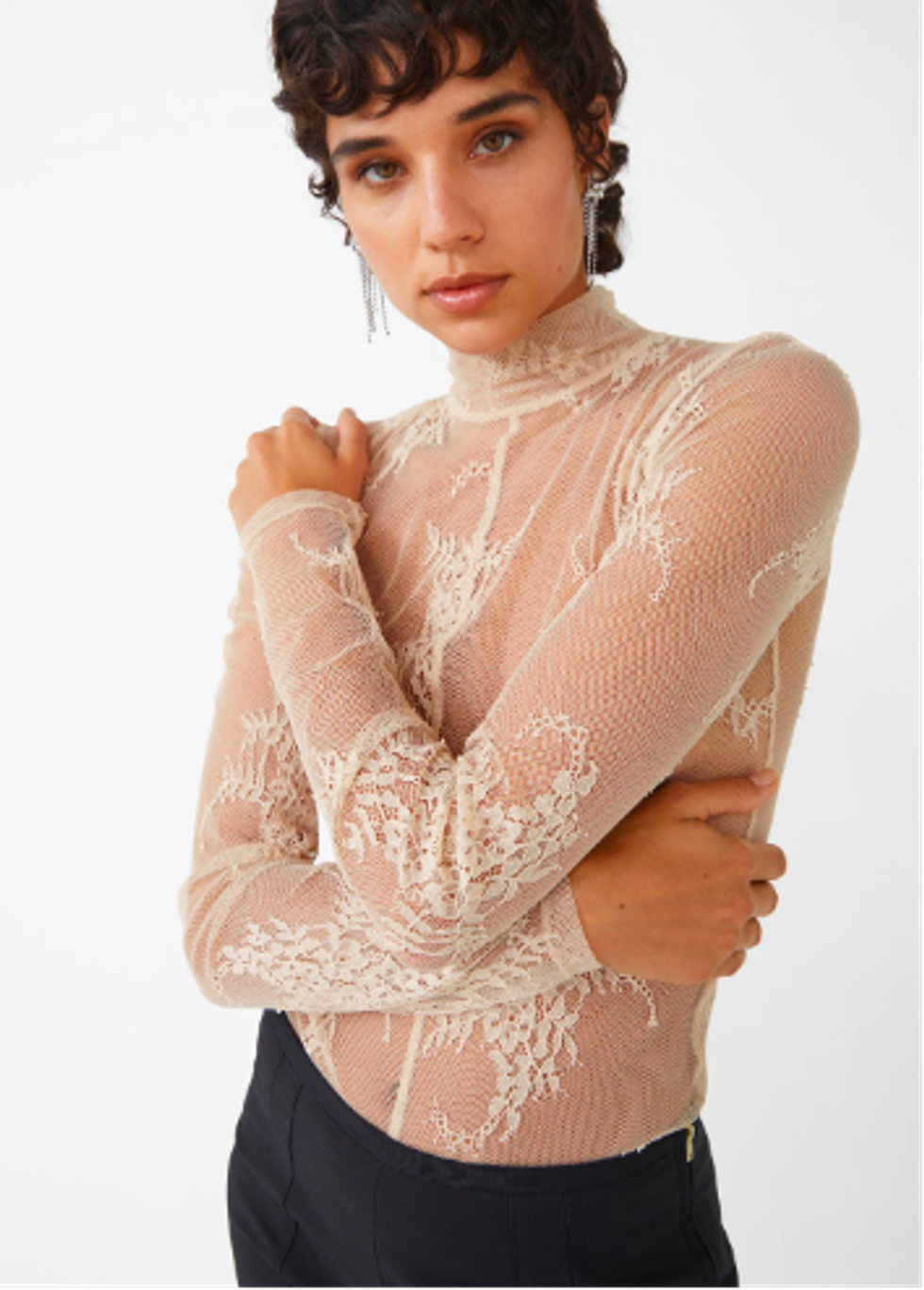 Lead LACE Other Stories Sheer Lace Top 75