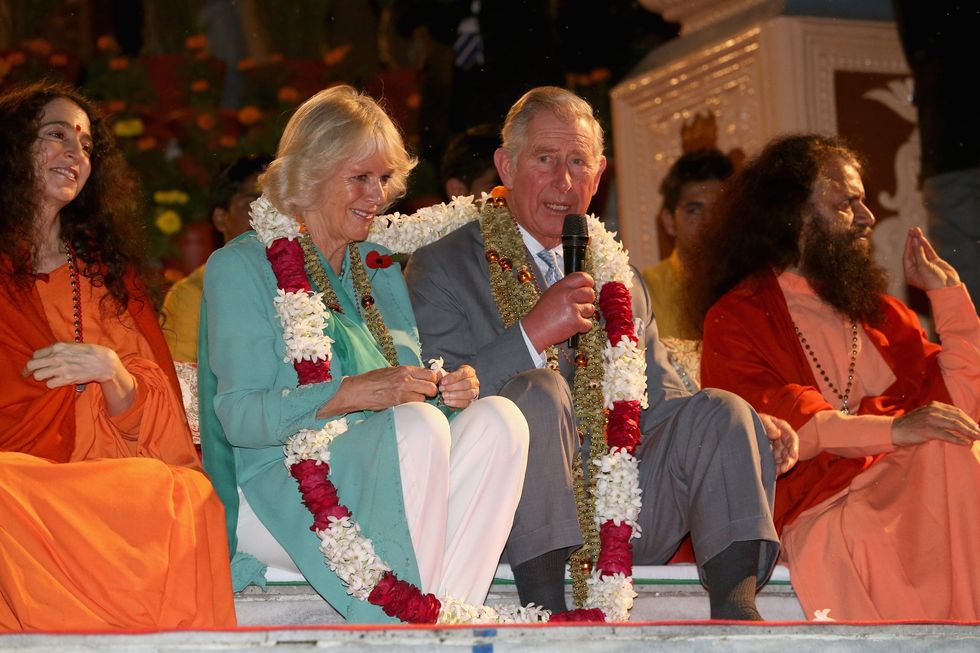 LEAD or INSET Rishikesh Muniji Charles Camilla Sadhvi Bhagawati GettyImages 187239030