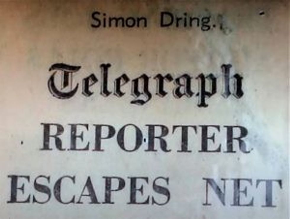 LEAD Simon Dring INSET Daily Telegraph escapes net 1971
