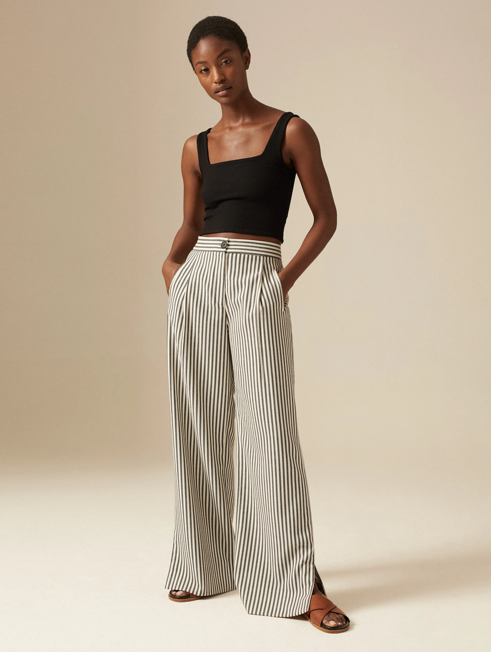 Lead STRIPES Me Em Statement Stripe Wide Leg Trouser 185