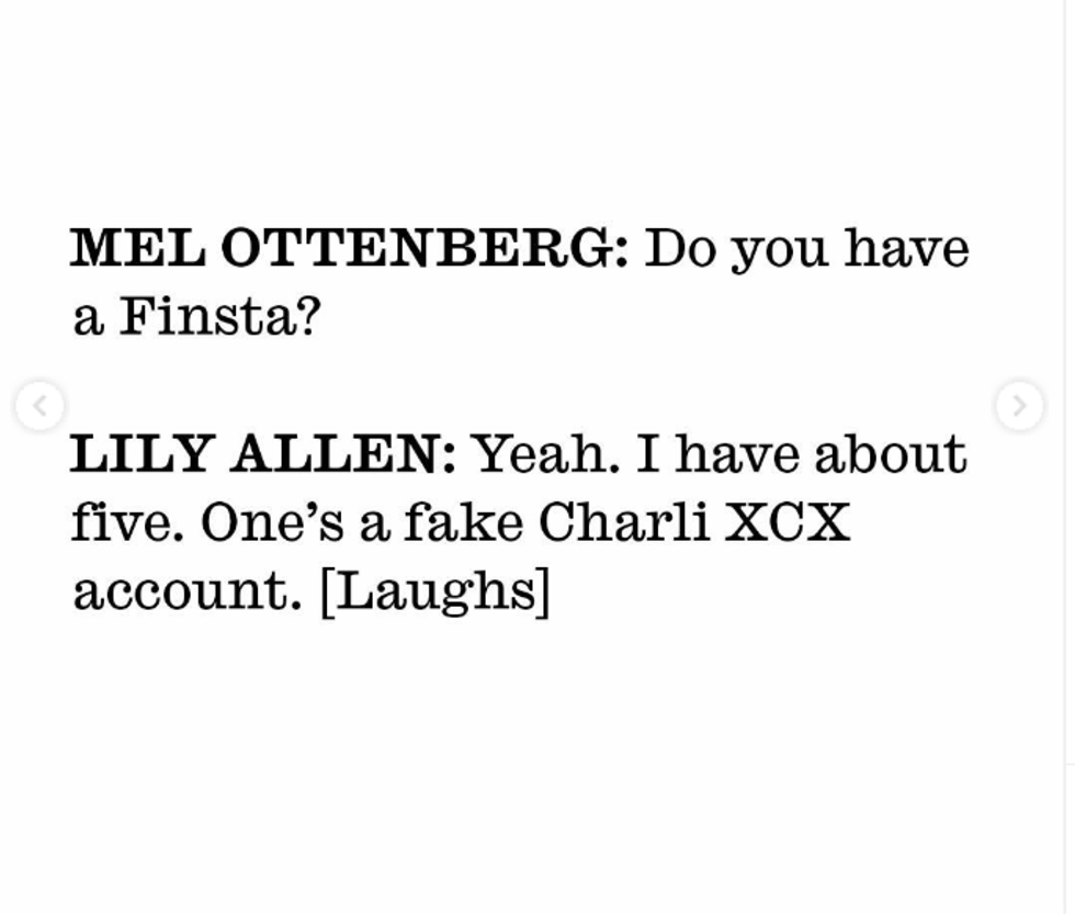 Lily Allen fake Charli XCX account