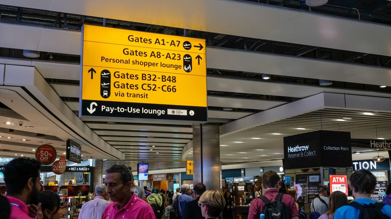 London Heathrow Airport's information sign at terminal five. (Photo: iStock)